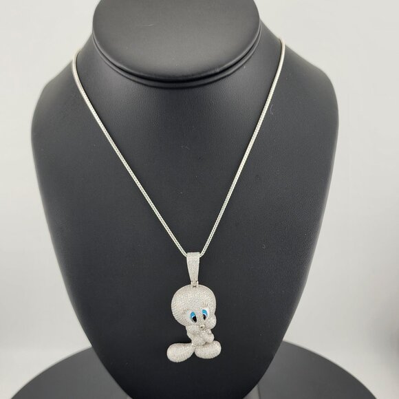 Brand New 925 Silver Tweety Bird Necklace – Cute Cartoon Charm Pendant - Picture 1 of 8